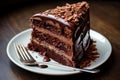 Moist Piece chocolate cake. Generate Ai Royalty Free Stock Photo