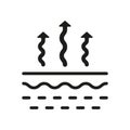 Moisture Evaporation of Skin Silhouette Icon. Skin Water Loss Pictogram. Skin Structure and Arrows Up Moisture Wicking