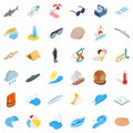 Moisture icons set, isometric style