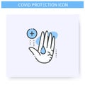 Moisturising hand sanitizer line icon