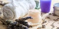 Moisturizing cream and lavender Royalty Free Stock Photo