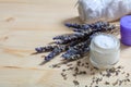 Moisturizing cream and lavender Royalty Free Stock Photo