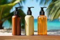 Moisturizing Oils And Lotions For Tanning Purposes, Perfect For Beach Day Royalty Free Stock Photo