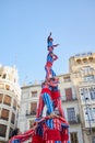 Moixiganga group forming human tower on the street festival in Valencia