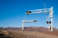 Mojave Desert Railroad Crossing Three Tracks Warning Lights Royalty Free Stock Photo