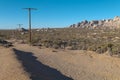 Mojave desert south of Las Vegas, Nevada including telephone and electric poles. Royalty Free Stock Photo