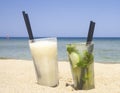 Mojito and banana daiquiri cocktails Royalty Free Stock Photo