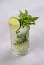 Mojito cocktail alcohol bar long drink traditional Cuba fresh tropical beverage top view copy space two highball glass, with rum, Royalty Free Stock Photo