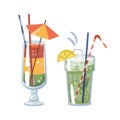 Mojito cocktail, alcoholic beverage with umbrella Royalty Free Stock Photo