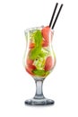 Mojito cocktail with black straw isolated on white Royalty Free Stock Photo