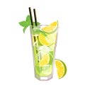 Mojito cocktail. A classic refreshing drink with ice, lime and mint. Royalty Free Stock Photo