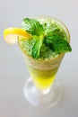 Mojito cocktail close up with fresh mint leaves Royalty Free Stock Photo