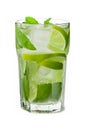 Mojito cocktail with fresh limes isolated on white background Royalty Free Stock Photo