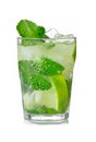 Mojito cocktail with fresh limes isolated on white background Royalty Free Stock Photo