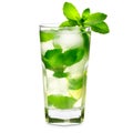 Mojito cocktail, garnished with fresh mint and a slice of lime in a tall glass Royalty Free Stock Photo