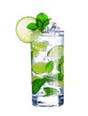 Mojito cocktail in glass isolated on white Royalty Free Stock Photo