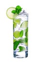 Mojito cocktail in glass isolated on white Royalty Free Stock Photo