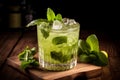 Mojito cocktail green glass. Generate Ai