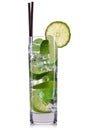 Mojito cocktail in highball glass isolated on white background Royalty Free Stock Photo