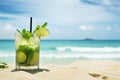 Mojito cocktail with ice, rum, lime and mint in a glass Royalty Free Stock Photo