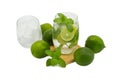 Mojito cocktail with lime and mint in glass for hot summer days and good for health