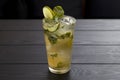 Mojito cocktail with lime and mint in highball glass Royalty Free Stock Photo