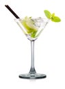 Mojito cocktail in martini glass isolated on white Royalty Free Stock Photo