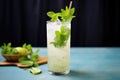 mojito cocktail with muddled mint leaves and lime Royalty Free Stock Photo