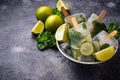 Mojito cocktail popsicle with mint, lime and rum Royalty Free Stock Photo