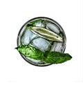 Mojito cocktail refreshing isolated top view Royalty Free Stock Photo