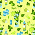 Mojito Cocktail, Seamless Pattern.