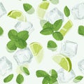 Mojito cocktail seamless pattern