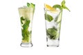 Mojito cocktail. Set of two mojito in glass goblets on a white background Royalty Free Stock Photo