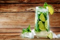 Mojito coctail with fresh mint leaves and lime slice Royalty Free Stock Photo