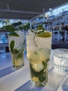 Mojito drik with ice and mint green leaf summer holidays