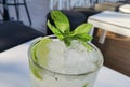 Mojito drik with ice and mint green leaf summer holidays