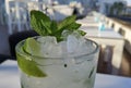 Mojito drik with ice and mint green leaf summer holidays