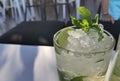 Mojito drik with ice and mint green leaf summer holidays