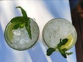 Mojito drik with ice and mint green leaf summer holidays