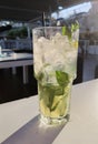 Mojito drik with ice and mint green leaf summer holidays