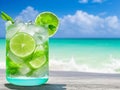 Mojito drink with beach tropical view