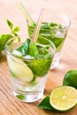 Mojito drink cocktail on the table Royalty Free Stock Photo