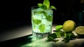 Mojito Drink With Fresh Mint - Dark Sky-blue And Light Green