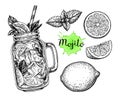 Mojito drink and ingredients