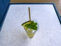Mojito drink with pineapple and mint.
