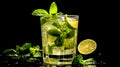 Mojito drink, its vibrant colors and enticing presentation.