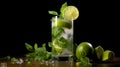 Mojito drink, its vibrant colors and enticing presentation.