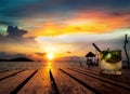 Mojito drinking with sunset in Koh Mak resort