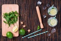 Mojito drinks on bartending counter Royalty Free Stock Photo