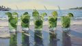 Mojito drinks on the beach. AI Generated Royalty Free Stock Photo